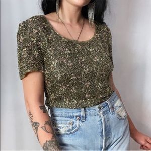 Hand-beaded Silk Vintage Blouse